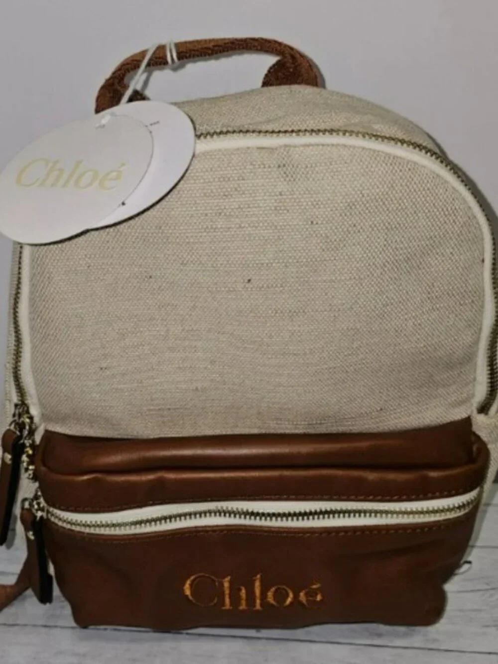 Authentic Chloe Kids Canvas & Leather Backpack C10317